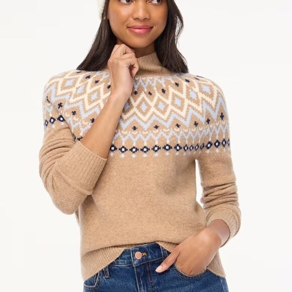 J. Crew Factory Fair Isle Mockneck Sweater | Large - Picture 1 of 7